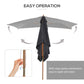 7' x 10' Wooden Patio Umbrella, Rectangle Garden Parasol, Outdoor Sunshade Canopy with Bamboo Ribs for Garden, Dark Grey