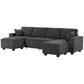 Modular U Shaped Couch, Sectional Sofa with Double Chaises and Spring Cushions, Dark Grey