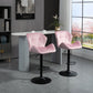 Velvet Adjustable Swivel Bar Stools Set of 2 - Pink