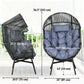 Wicker Egg Chair Outdoor Indoor Rattan Oversized Patio Lounge Chair with 5.5" Cushions and Headrest, Grey