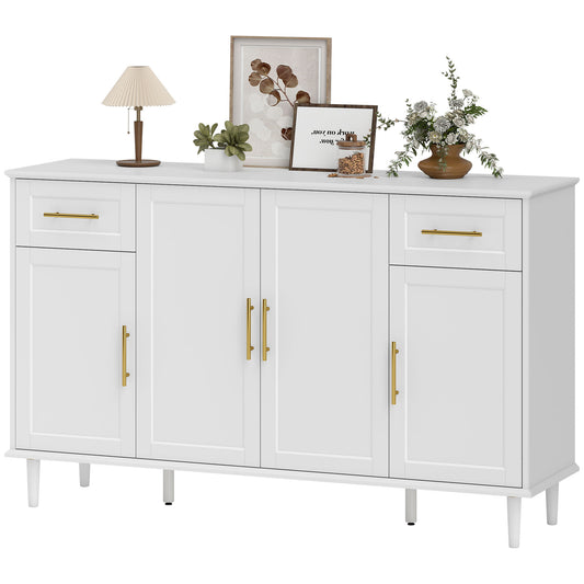 55" Buffet Cabinet with Soft-Close Doors and Drawers - White