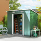 7'x 4' Metal Patio Storage Shed Garden Lockable Shed Tool Utility Storage Unit, Green