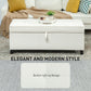 Storage Ottoman Bench, Foot Rest with Safety Hinges, 47 Inches Linen Storage Chest for Living Room, Cream White