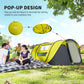 4 Person Camping Tent, Easy Pop Up Tent with Doors, Windows and Carry Bag, Automatic Setup Tent for Hiking, Yellow