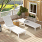 Outdoor Lounge Chair Set of 2, Waterproof Resin Lounge Chairs with 4-Position Adjustable Backrest for Backyard, White