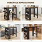 Modern Bar Table, Counter Height Dining Table with 3 Storage Shelves for Kitchen, Dining Room, Living Room, Rustic Brown