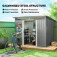 9' x 6.5' Outdoor Metal Garden Shed Utility Tool Storage Steel Backyard Storage House, Light Grey