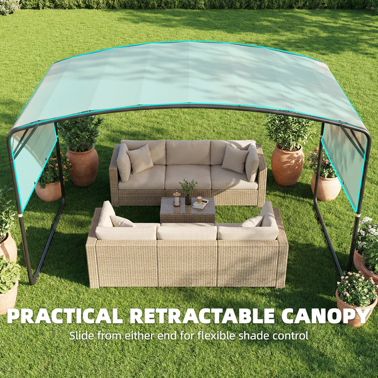 10' x 13' Khaki Retractable Pergola Canopy with Steel Frame