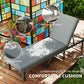 Folding Outdoor Lounge Chair, Wicker Chaise Lounge Tanning Chair with Cushion for Beach, Poolside, Garden, Grey