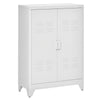 Industrial Metal Sideboard with Louvered Doors - White