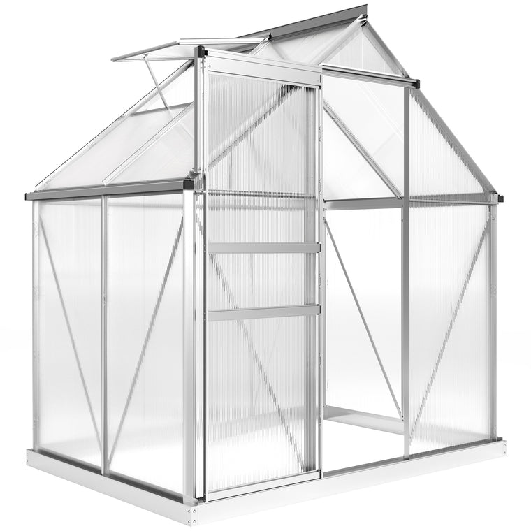 6' x 4' x 6.6' Clear Polycarbonate Greenhouse with Roof Vent