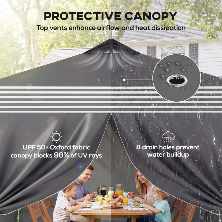 10' x 10' Dark Grey Pop-Up Canopy Tent with 4 Sidewalls