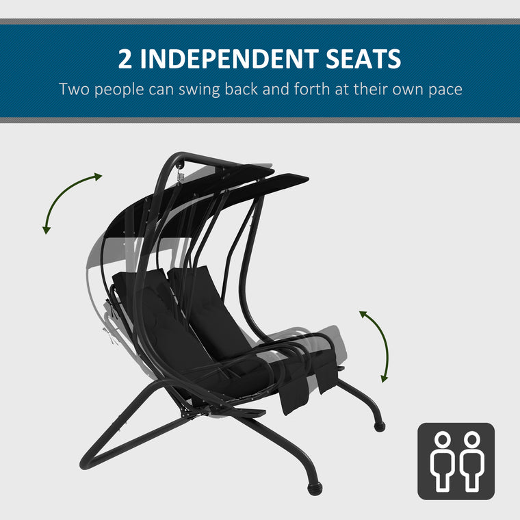 2-Seater Porch Swing Chair with Canopy