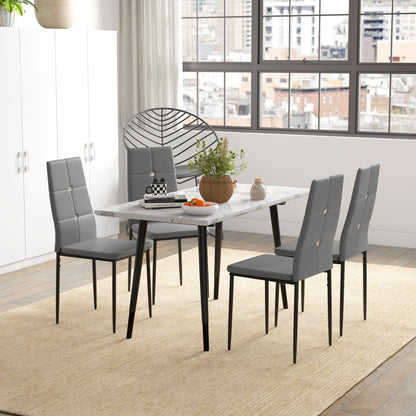 Button-Tufted High-Back Dining Chairs Set of 4 - Grey