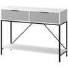2-Tier Console Table with 2 Drawers - White