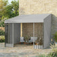 10' x 10' Wall Pergola, Outdoor Gazebo with 2 Curtains and 2 Nettings, UV Resistant, for Patio, Deck, Light Grey