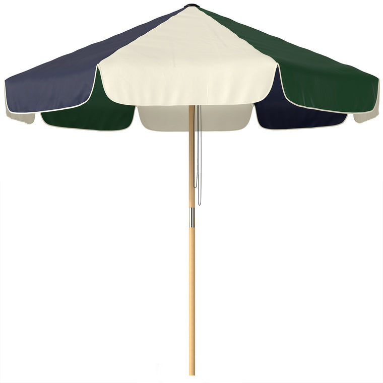 7.4' Dark Green Patio Umbrella with Wood-Effect Frame