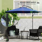 9.7ft Offset Patio UmbrellaCantilever Parasol with Crank Handle, 8 Ribs and Cross Base for Outdoor, Sun Shade, Blue