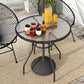 39.4" Round Outdoor Dining Table Coffee Side Bistro Table with Umbrella Hole, Glass Top, Steel Frame for Garden, Patio