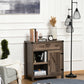 Rustic Barn Door Storage Cabinet Modern Farmhouse Buffet Sideboard for Kitchen & Dining Room Dark Oak