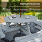8 Seater Round Wooden Pub Bench & Picnic Table, Patio Dining Set for Outdoor Patio (Umbrella Not Included)