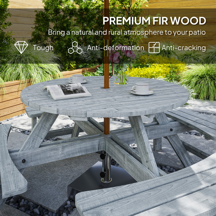 8-Seater Round Wooden Pub Bench and Picnic Table