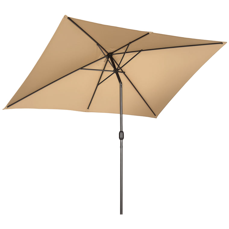 6.5x10ft Tan Rectangle Market Umbrella with Aluminum Frame