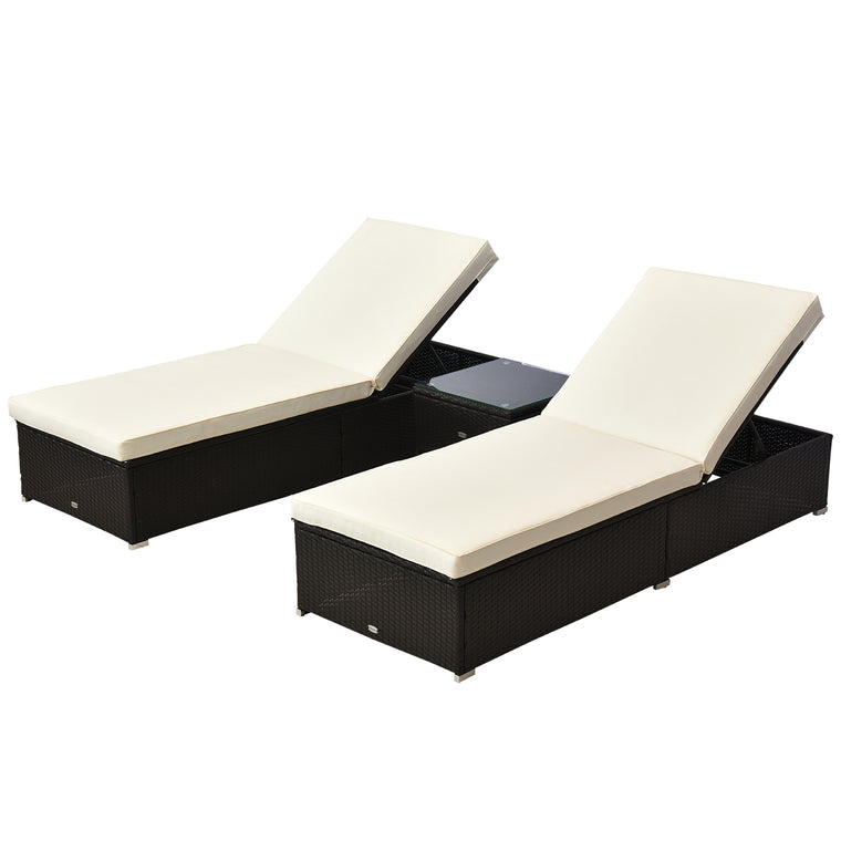 3-Piece Rattan Lounge Chair Set with Side Table & Cushion