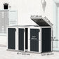 Outdoor Storage Shed Rustproof Garbage Bin Shed with Gas Struts Magnetic Doors for 3 Bins White and Grey