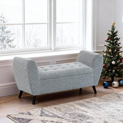 Upholstered Storage Bench with Arms