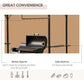 8x4ft BBQ Gazebo Tent Metal Frame Arch Canopy Garden Sunshade Portable Shelter Backyard with Side Shelf Coffee