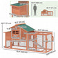 Chicken Coop with Run Mobile Wooden Hen House with Nesting Box Pull-out Tray for 1-2 Chickens Orange