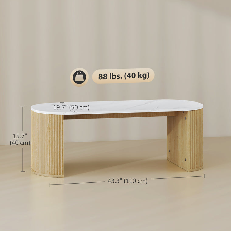 Marble-Effect Coffee Table with Round Corners