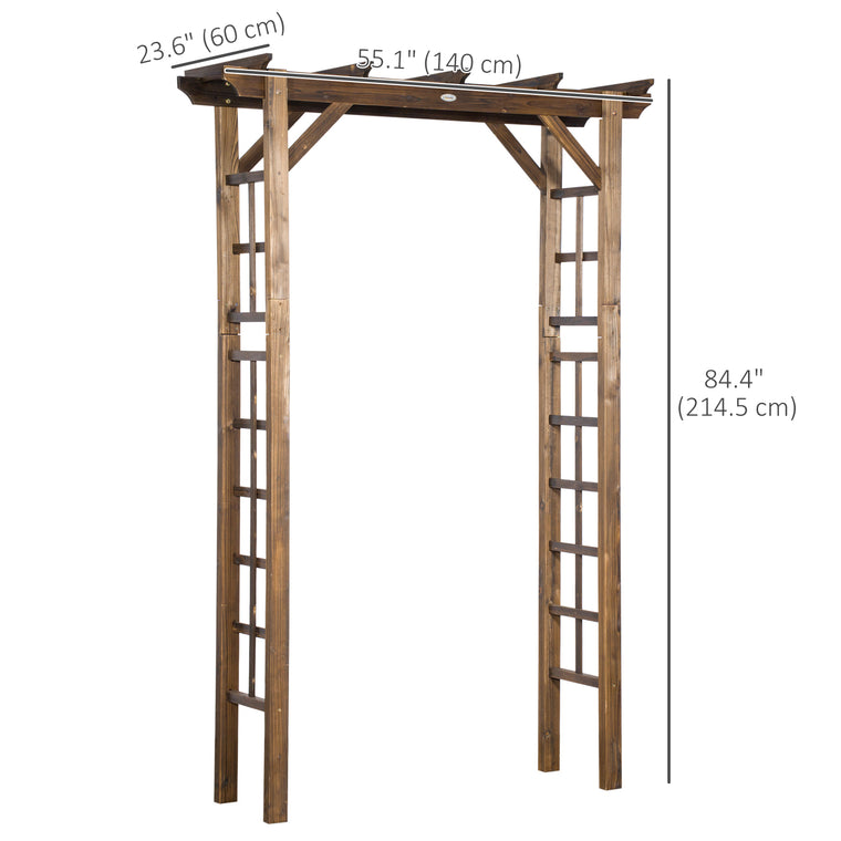 85" Carbonized Wooden Garden Arbour with Trellis