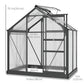 Greenhouse Garden, Green House, Outdoor Greenhouse Kit, PC Board with Sliding Door, 6.2' x 4.3' x 6.6', Grey