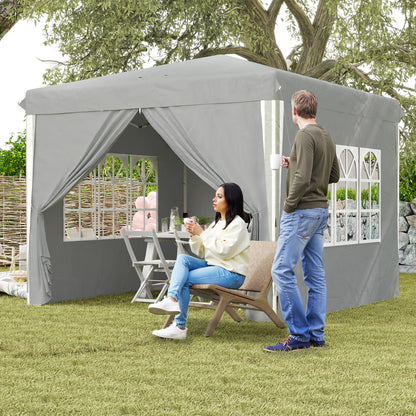 10' x 10' Light Grey Height-Adjustable Canopy with Sidewalls