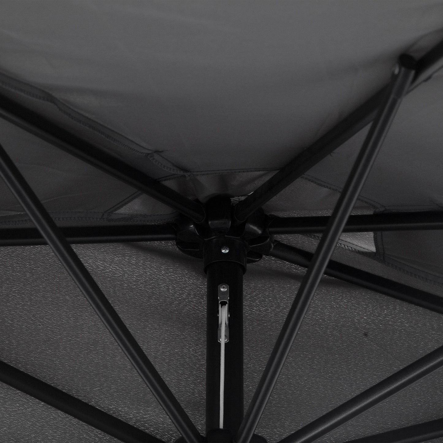 9.8ft Half Umbrella Semi Round Patio Parasol with Crank Handle, Top Vent for Garden, Balcony- NO BASE INCLUDED, Grey