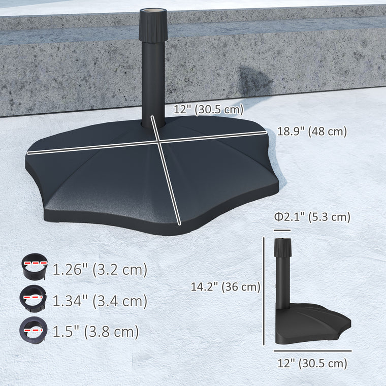 28 lb Black Concrete Half Umbrella Base for 1.26-1.5" Poles