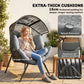 Wicker Egg Chair, Indoor Outdoor Rattan Lounge Chair with Thick Cushion and Headrest, Steel Frame, Adjustable Pads, Grey