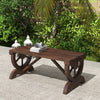 Brown Rustic Wood Wheel Garden Bench for 2