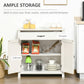 Farmhouse Sideboard Buffet Cabinet, Storage Cabinet with Barn Doors, Distressed White