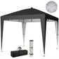 10 x 10 ft Pop Up Canopy Tent with Central Light, UPF 50+ Instant Portable Canopy Shelter with Remote, Black