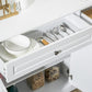 Modern Sideboard Cabinet, Buffet Cabinet with 2 Drawers and Adjustable Shelves, Buffets Tables for Dining Room, White