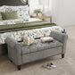 50 Inches Storage Ottoman, Upholstered Bedroom Bench with Rolled Arms and Button Tufted Storage, Light Grey