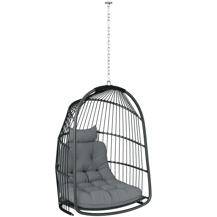 Foldable Rattan Garden Swing Chair with Headrest