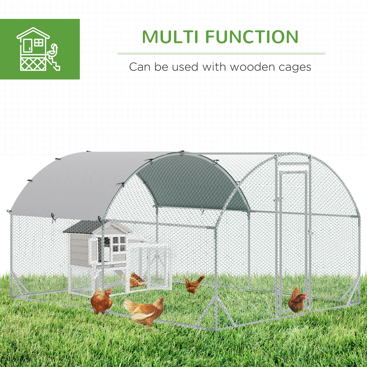 9.2' x 12.5' x 6.5' Silver Galvanized Chicken Coop with Cover