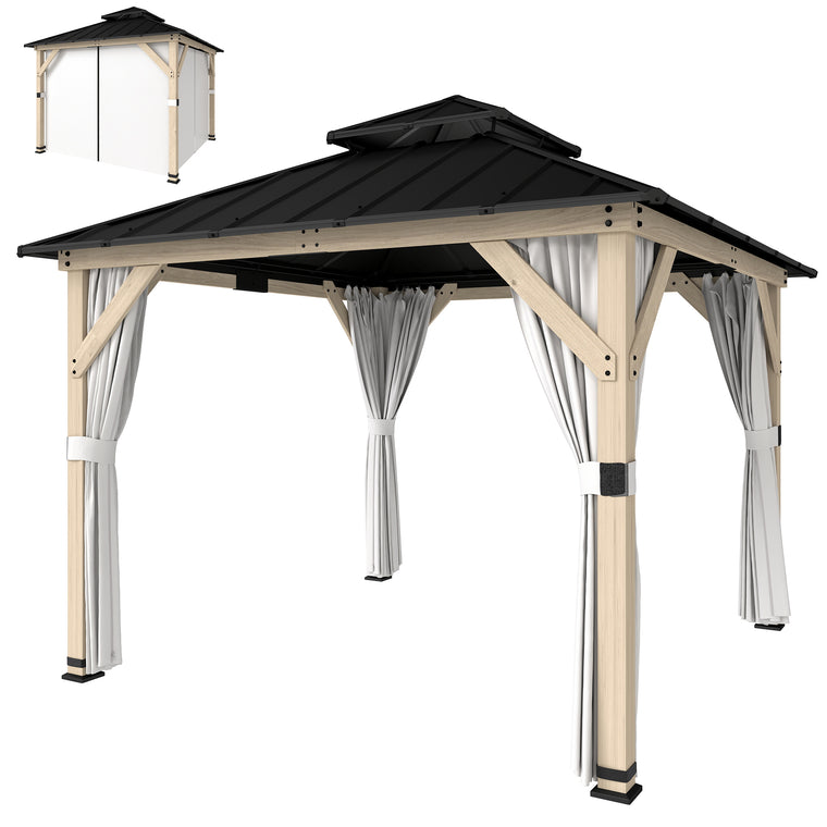 10' x 10' Light Grey Hardtop Gazebo with Double Steel Roof