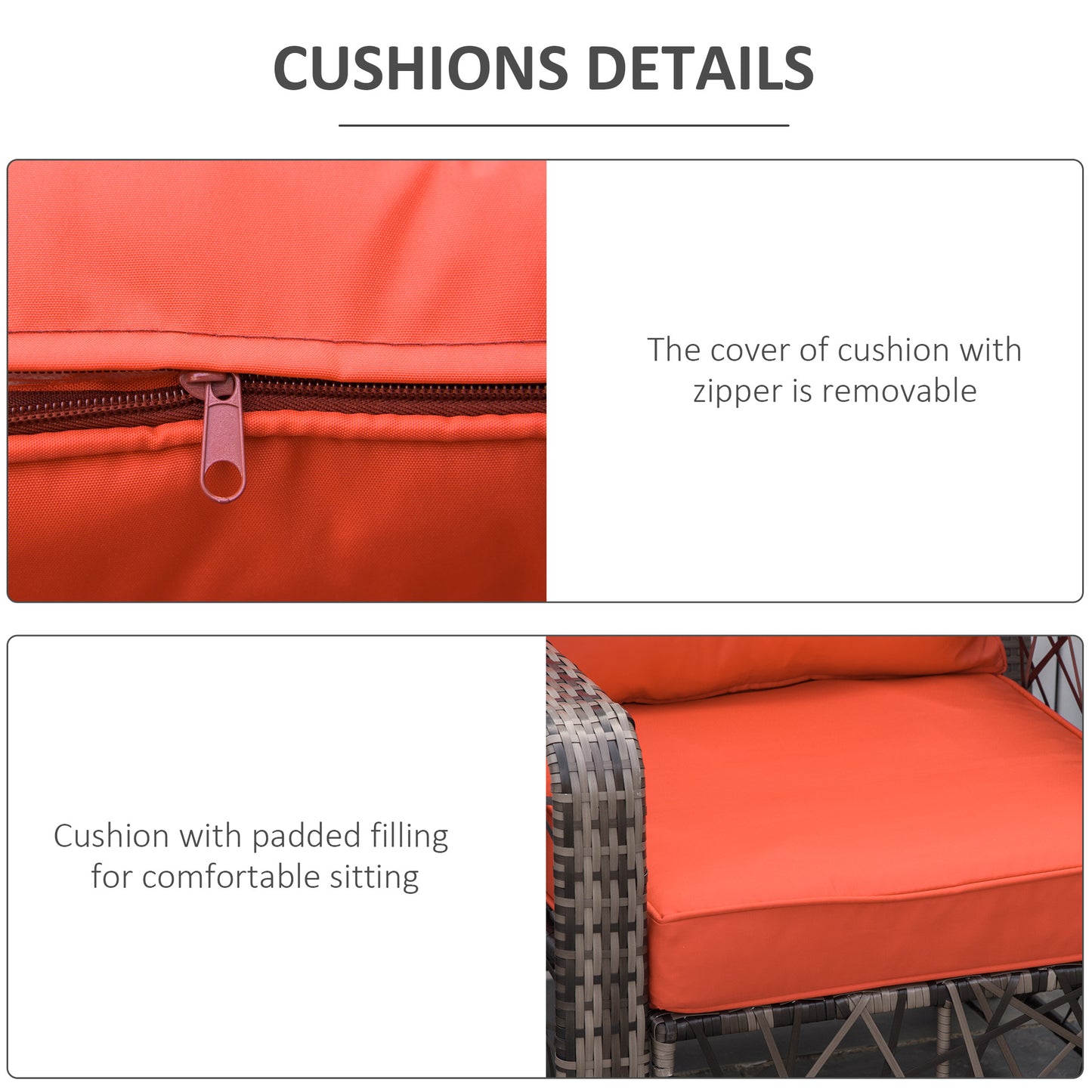 3 Pieces Wicker Patio Furniture Set, Rattan Bistro Set with Storage Coffee Table and Thickened Cushions, Outdoor Conversation Set for Garden, Porch, Balcony, Red