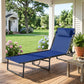 Outdoor Folding Lounge Chair, 4-Level Adjustable Chaise Lounge, Tanning Chair Beach Bed Reclining Lounger Cot for Camping, Hiking, Backyard, Navy Blue