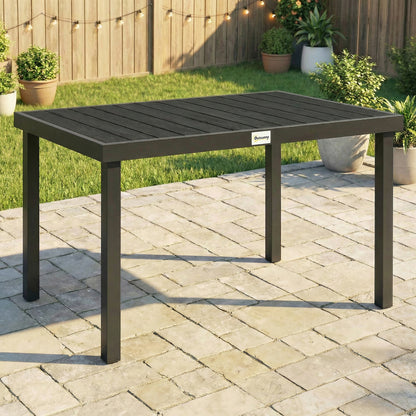 Aluminum Outdoor Dining Table for 6, Patio Rectangular Table, 47.2" x 35.4" x 29.1", Natural - Black